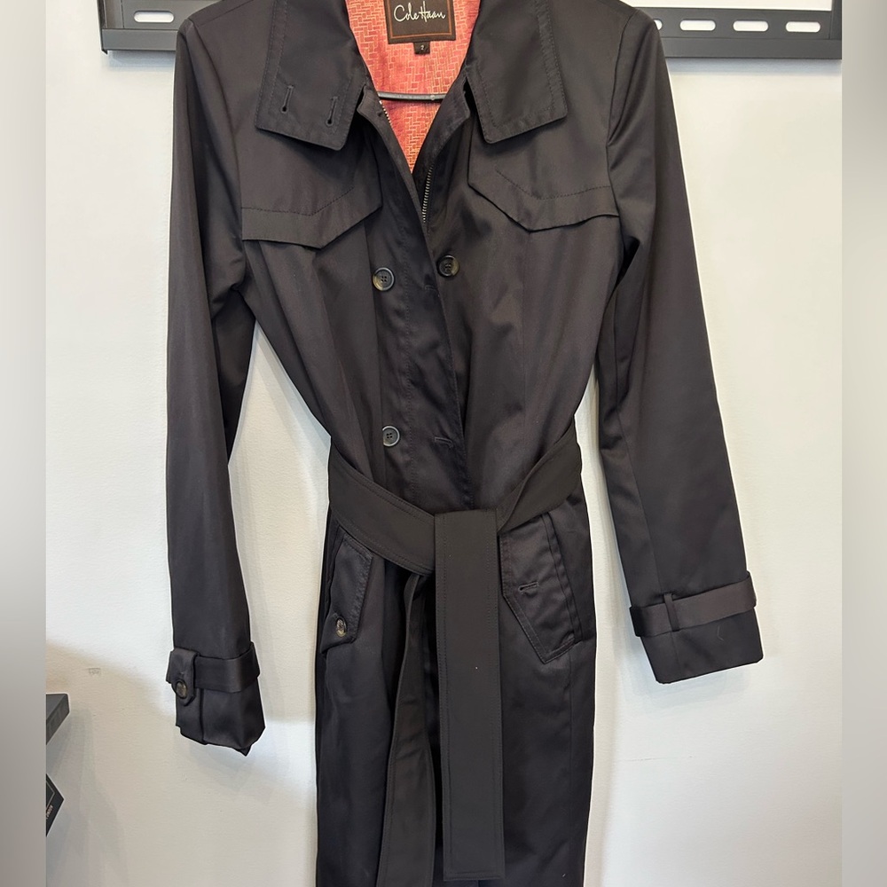 Cole Haan trench coat double breasted with belt and zipper closure option
